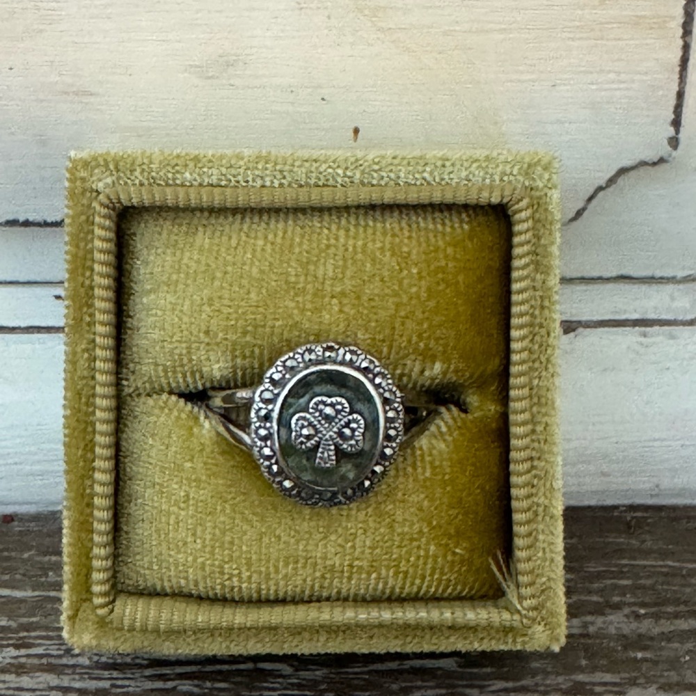 Sterling Silver Irish Solvar Connemara Marble Ring Size 7